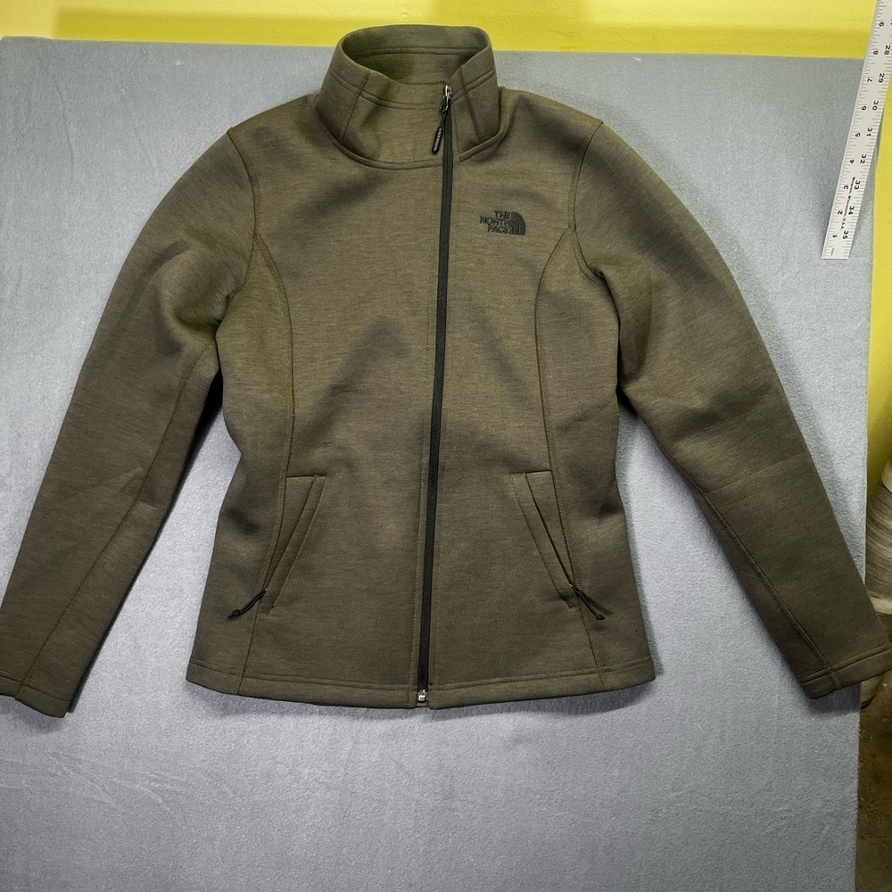 The North Face Halde Asymmetrical Zipper Jacket Coat Womens S Green Cute 1016